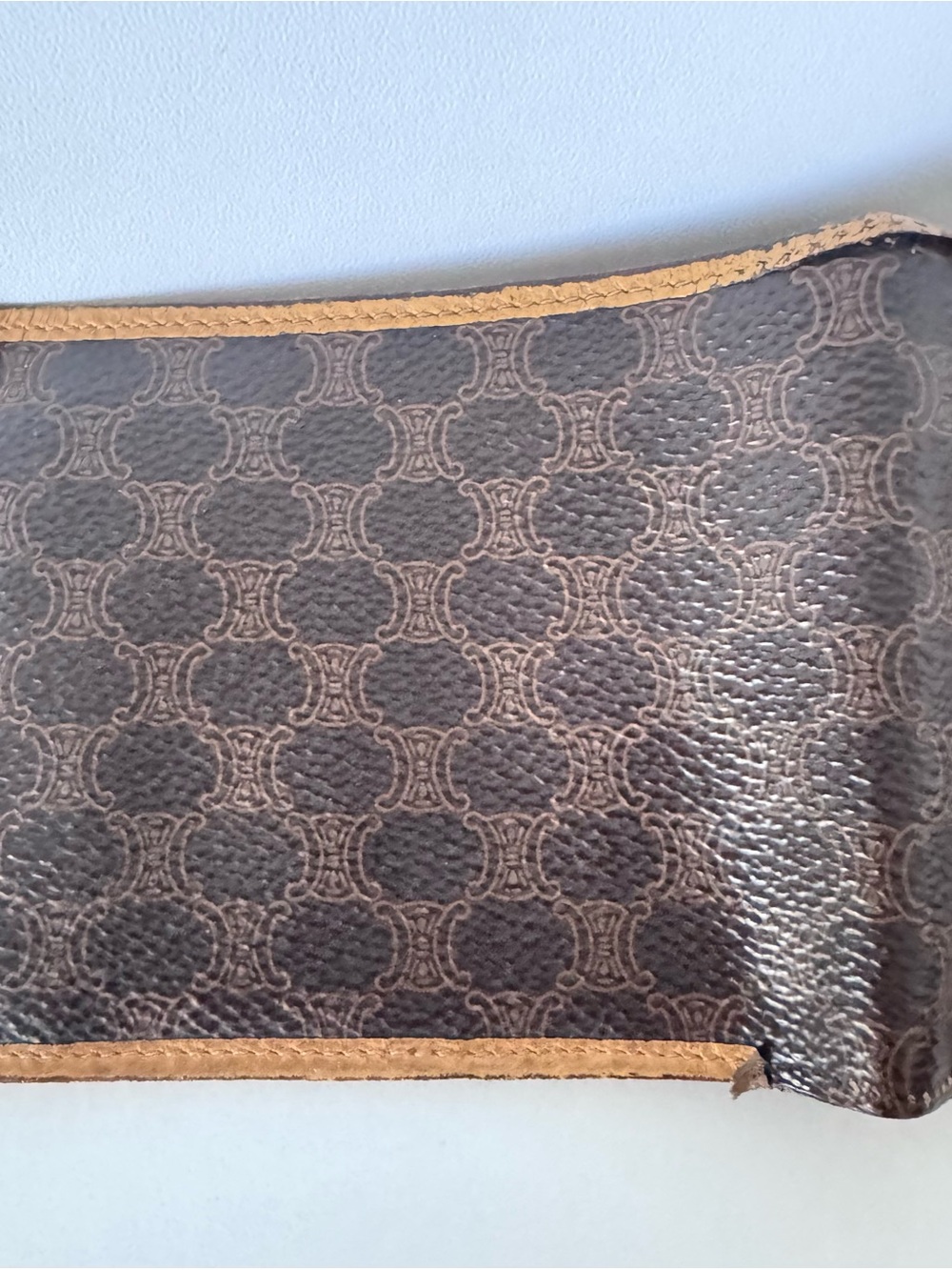 CELINE Authentic Vintage Wallet Macadam Bi Fold in Brown and Tan - Picture 8 of 11